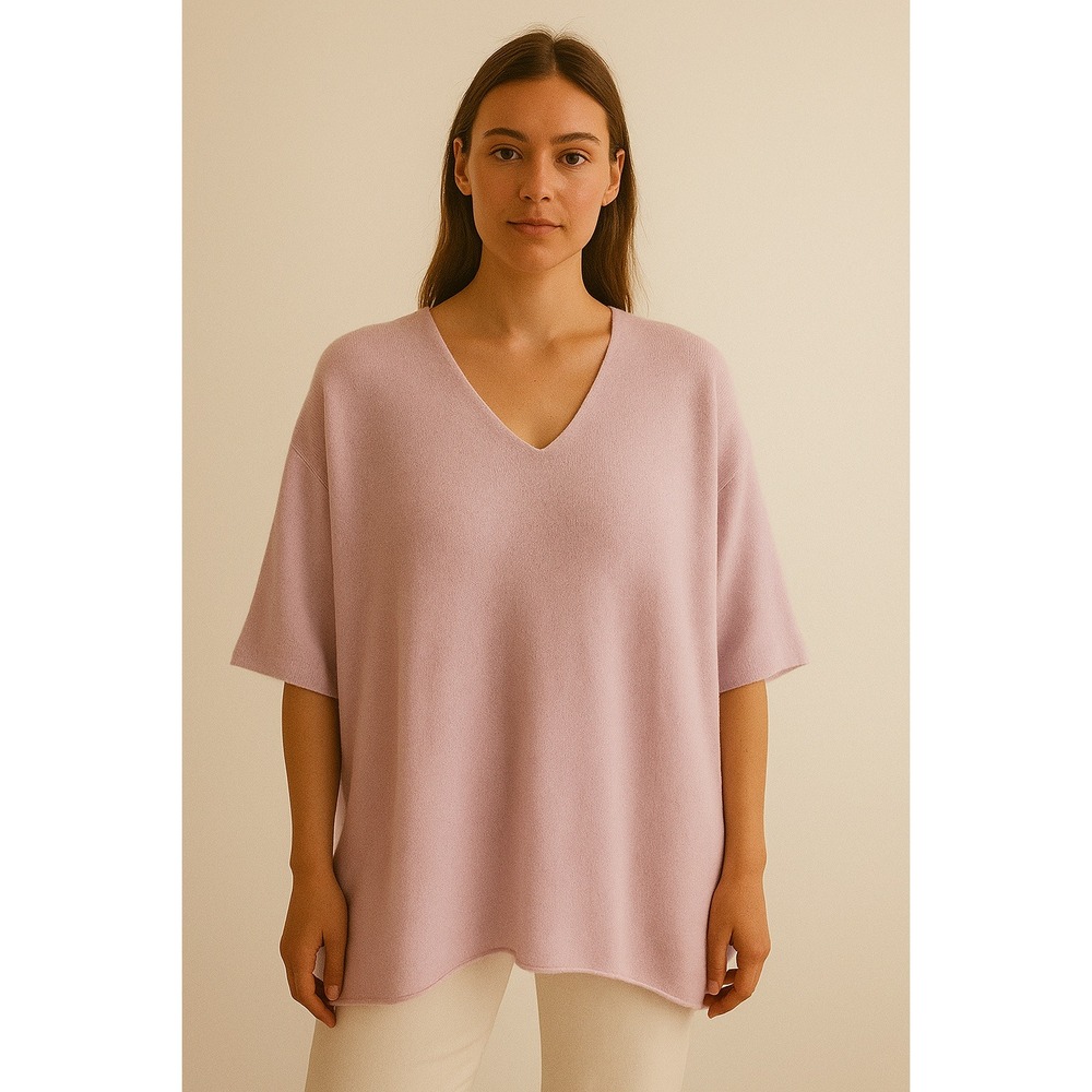 Demylee NY Cashmere Sweater Women XS Oversized Lilac Purple Soft Girl Boxy Tunic